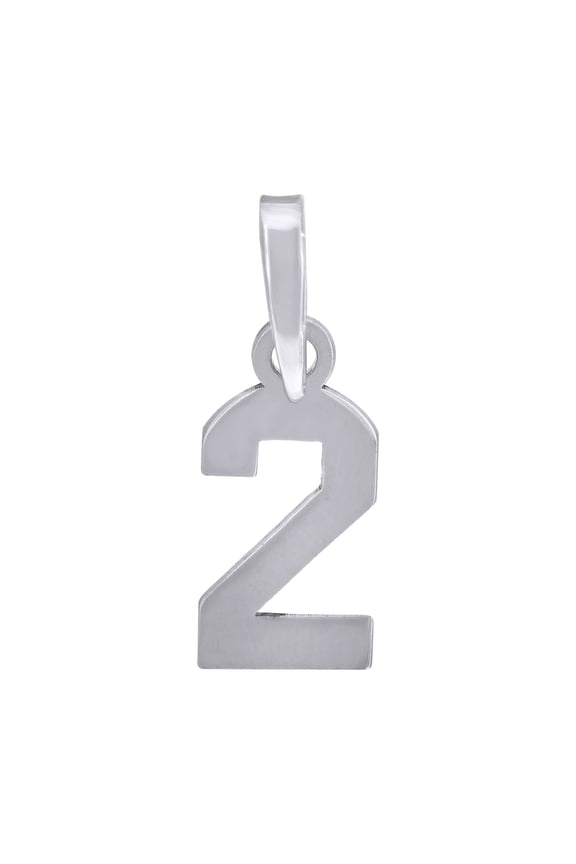 925 Sterling Silver Unisex Initial Number 2 Charm Pendant for Men Women