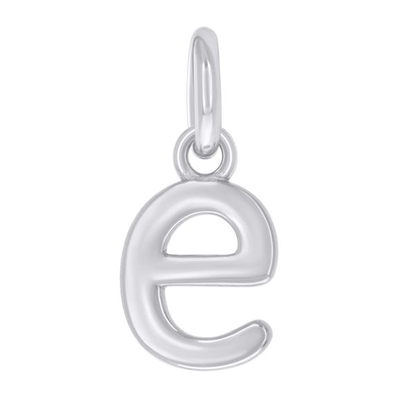 925 Sterling Silver Unisex Initial Small Alphabet E Charm Pendant