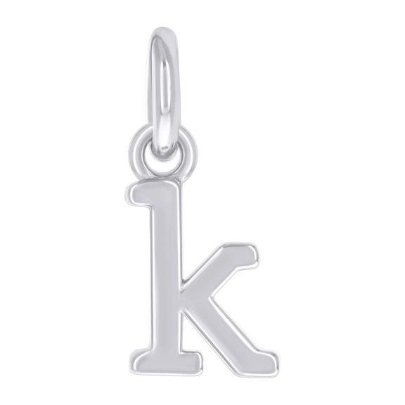 925 Sterling Silver Unisex Initial Small Alphabet K Charm Pendant