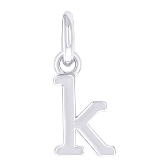 925 Sterling Silver Unisex Initial Small Alphabet K Charm Pendant for Men Women