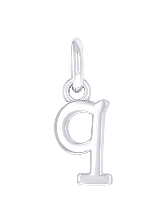 925 Sterling Silver Unisex Initial Small Alphabet Q Charm Pendant for Men Women