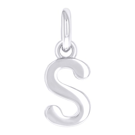 925 Sterling Silver Unisex Initial Small Alphabet S Charm Pendant for Men Women