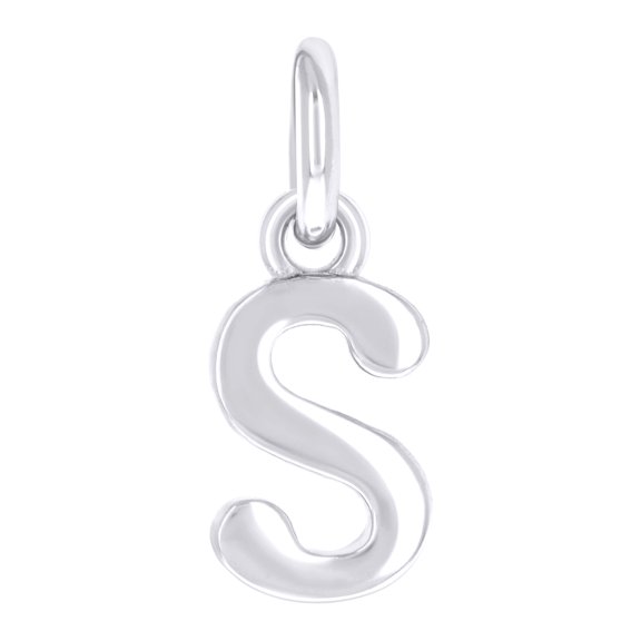 925 Sterling Silver Unisex Initial Small Alphabet S Charm Pendant for Men Women