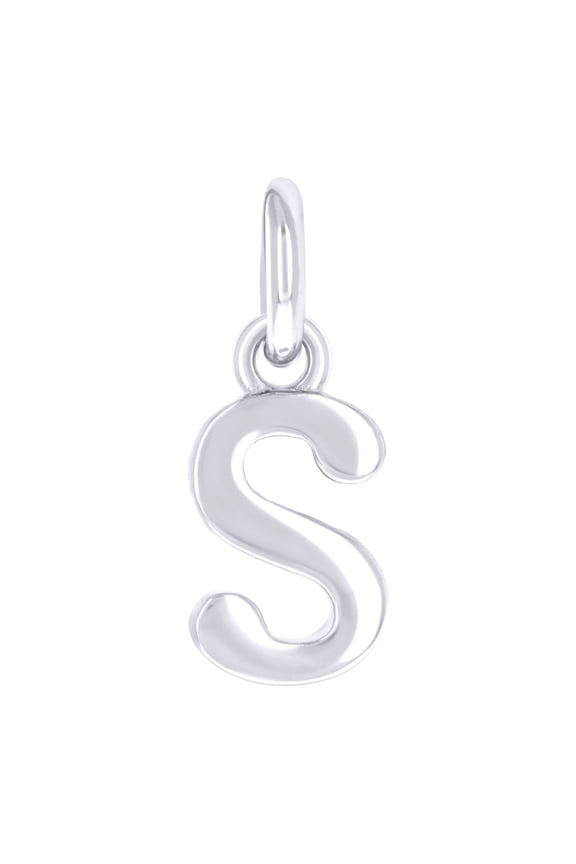 925 Sterling Silver Unisex Initial Small Alphabet S Charm Pendant for Men Women