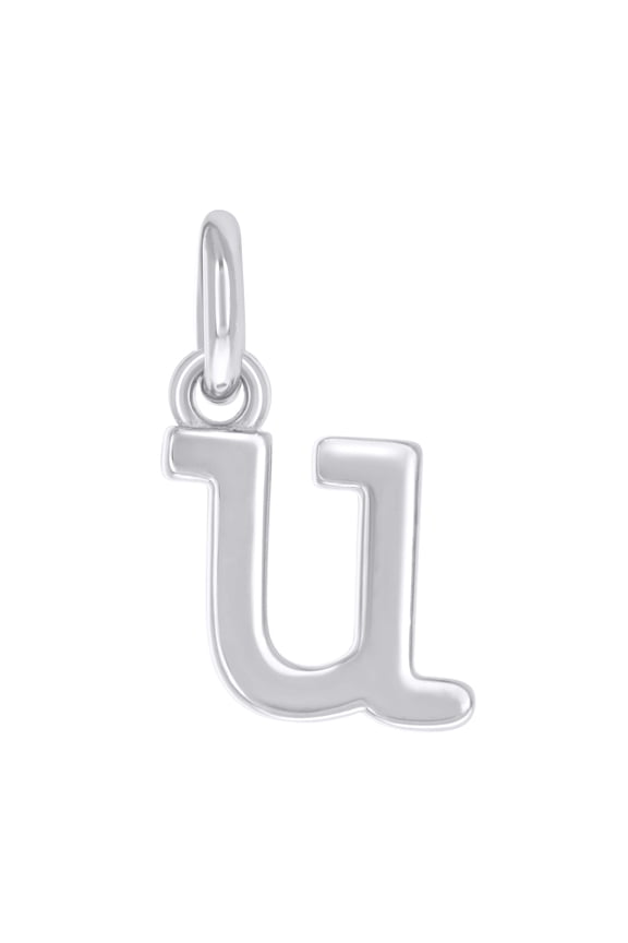 925 Sterling Silver Unisex Initial Small Alphabet U Charm Pendant