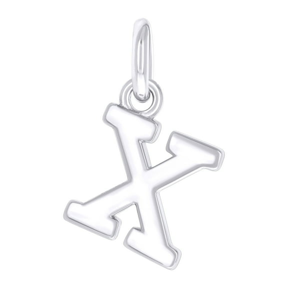 925 Sterling Silver Unisex Initial Small Alphabet X Charm Pendant for Men Women