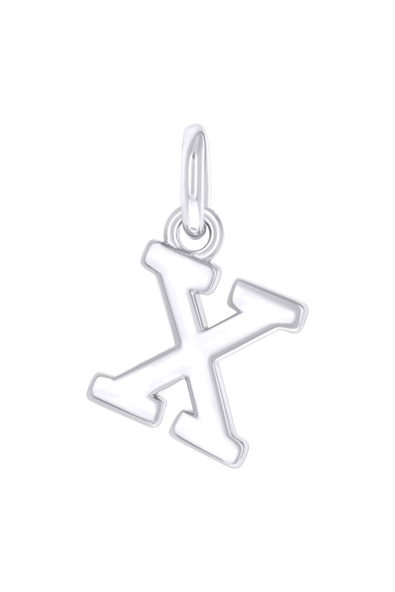 925 Sterling Silver Unisex Initial Small Alphabet X Charm Pendant for Men Women
