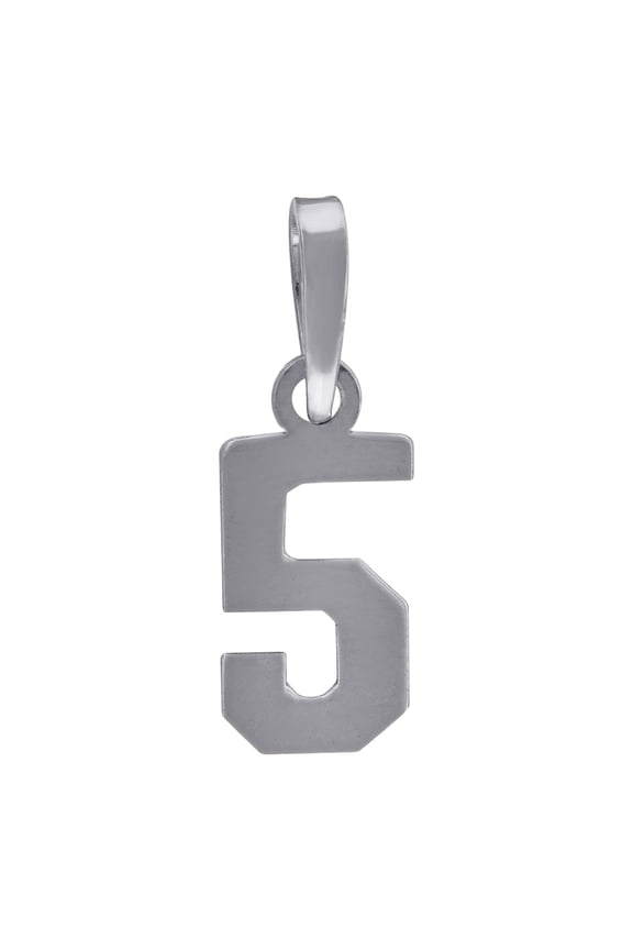 925 Sterling Silver Unisex Letter Name Personalized Monogram Initial Sport game Number 5 Charm Pendant Necklace 19x6.7mm