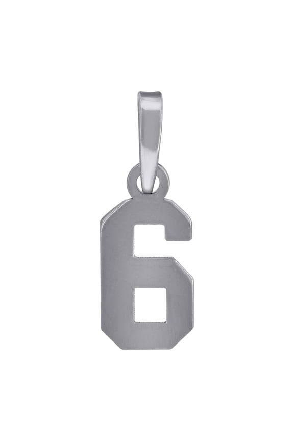 925 Sterling Silver Unisex Letter Name Personalized Monogram Initial Sport game Number 6 Charm Pendant Necklace 18.5x6.8