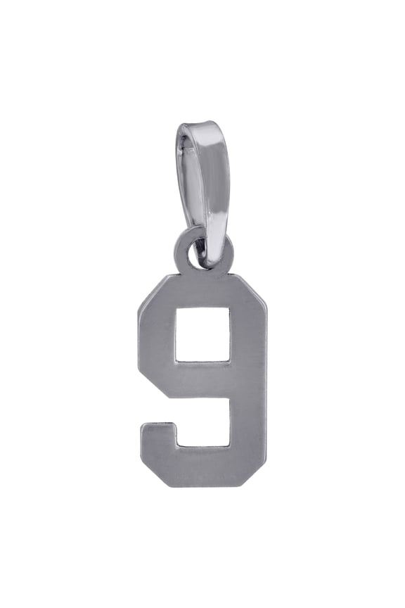 925 Sterling Silver Unisex Letter Name Personalized Monogram Initial Sport game Number 9 Charm Pendant Necklace 19x6.8mm