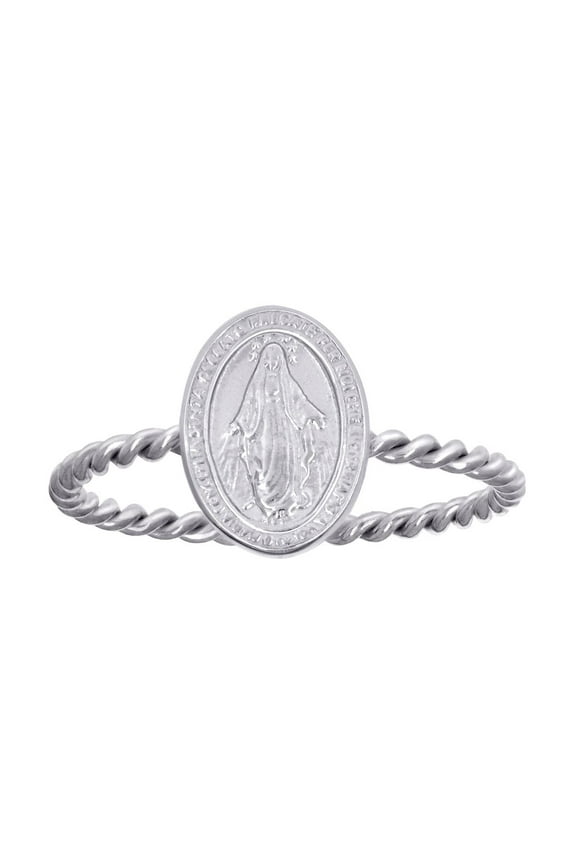 925 Sterling Silver Unisex Immaculate Conception Medal Religious Ring 11.1x1.4mm Wide Size 6 Ring for Women