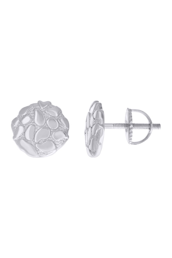 925 Sterling Silver Unisex Nugget Stud Earrings