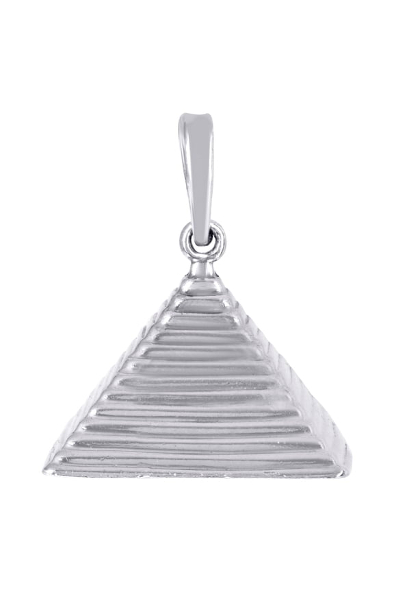 925 Sterling Silver Unisex Pyramid Egyptian Charm Pendant Necklace 20.3x17.5mm Wide Pendant for Women