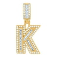 thumbnail image 1 of 925 Sterling Silver Unisex Round and Baguette Cubic Zirconia Letter Name Personalized Monogram Initial Alphabet K Pendan, 1 of 2