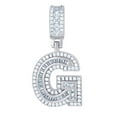 thumbnail image 1 of 925 Sterling Silver Unisex Round and Baguette Cubic Zirconia Letter Name Personalized Monogram Initial Alphabet G Pendan, 1 of 2