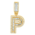 thumbnail image 1 of 925 Sterling Silver Unisex Round and Baguette Cubic Zirconia Letter Name Personalized Monogram Initial Alphabet P Pendan, 1 of 2