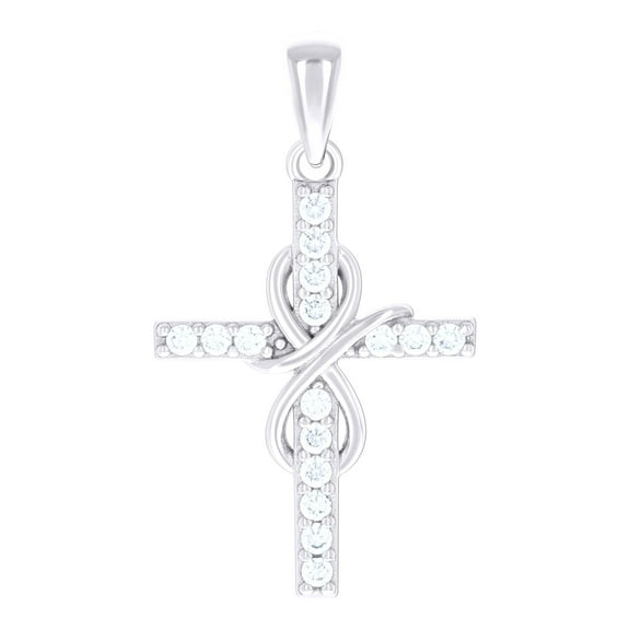 925 Sterling Silver Unisex Round Cubic-zirconia Infinity Cross Religious Charm Pendant Pendant Necklace for Men Women
