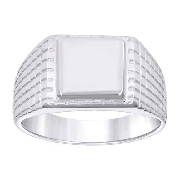 925 Sterling Silver Unisex Square Head Fashion Ring 10.9x3.6mm Wide Size 8 Ring for Women