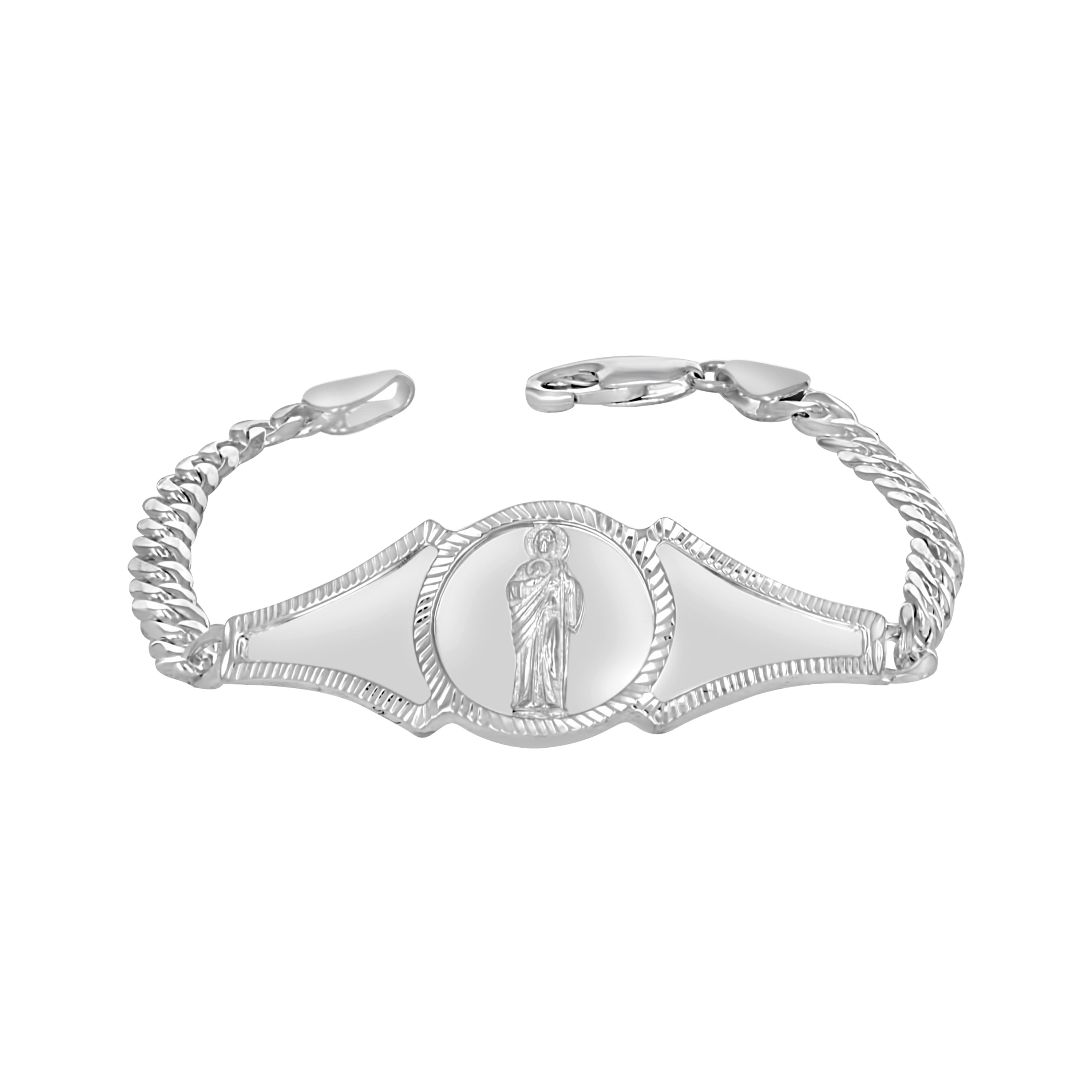 925 Sterling Silver Unisex St. Jude Religious Charm Bracelet Size 7 Inches