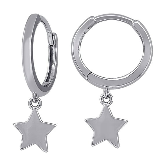 925 Sterling Silver Unisex Star Fashion Dangle Hoop Earrings Hoop Earring for Women - 1.8 Grams