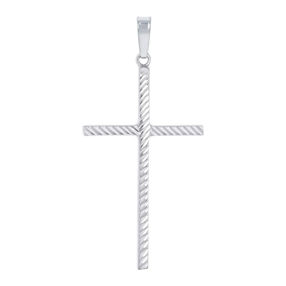 925 Sterling Silver Unisex Textured Cross Religious Charm Pendant Pendant Necklace for Men Women