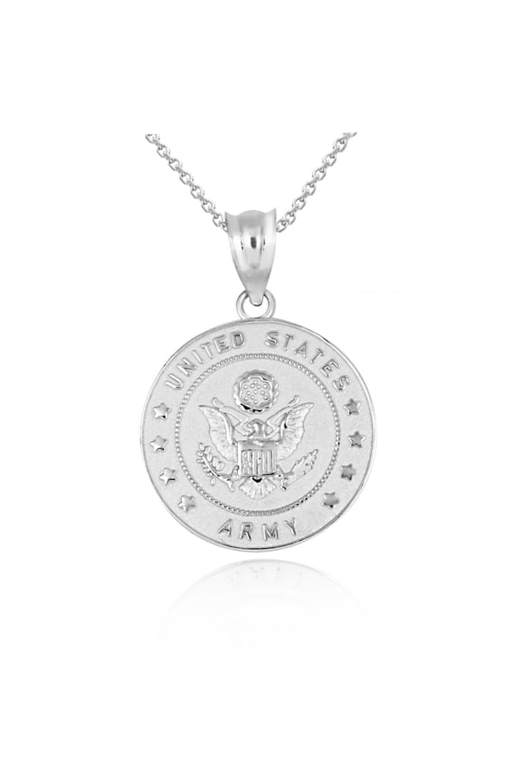 .925 Sterling Silver United States Army Officially Licensed Eagle Emblem Medallion (Pendant with 16" chain)