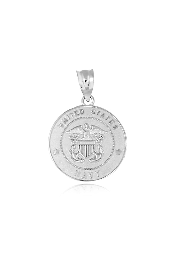 .925 Sterling Silver United States Navy Officially Licensed Shield Eagle Anchor Emblem Medallion (Pendant)