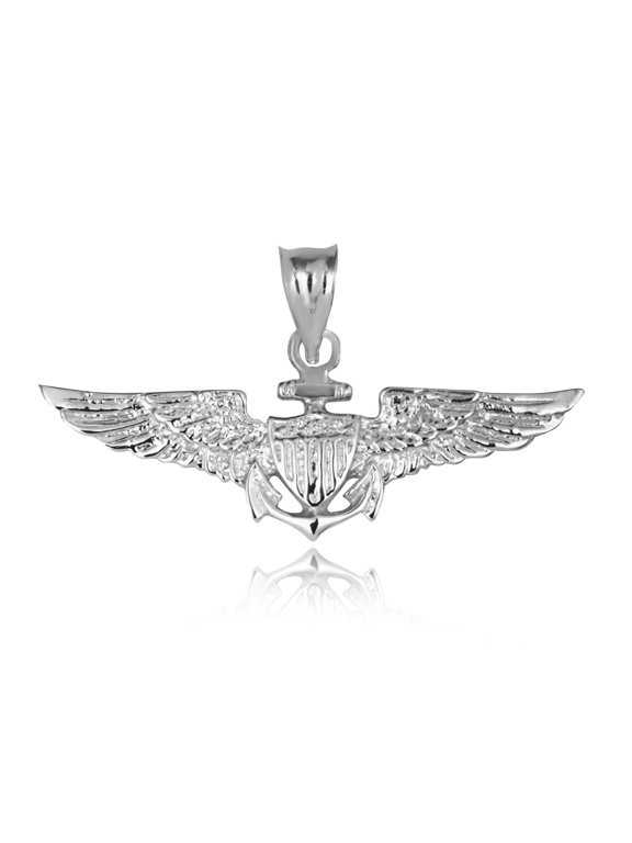 .925 Sterling Silver United States Navy Officially Licensed Shield Eagle Anchor (Pendant)