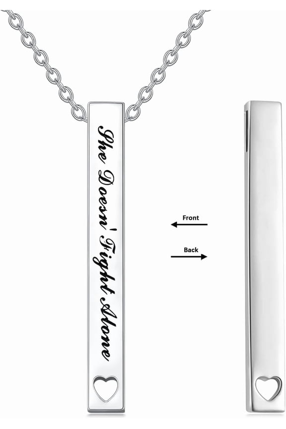 925 Sterling Silver Vertical Bar Necklace Engraved Message Inspirational Jewelry Gifts for Women