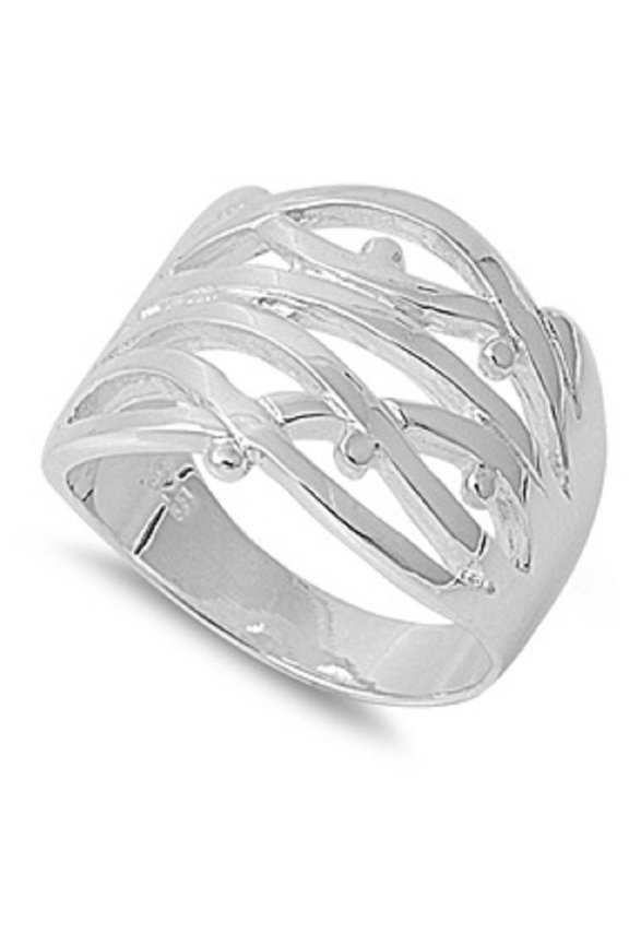 925 Sterling Silver Vines Ring Size 5