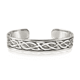 thumbnail image 1 of 925 Sterling Silver Vintage 12.5mm Heart Irish Claddagh Celtic Cuff Charm Bracelet Jewelry, 1 of 4