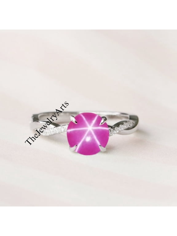 925 Sterling Silver, Vintage Pink Ruby Ring, Stackable Ring, Pink Lindy Star Ring Handmade Ring, Solid Silver Ring , Gift For Her