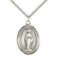 thumbnail image 1 of .925 Sterling Silver Virgin of the Globe Medal Pendant on 18" Rhodium Plated Lite Curb Brass Chain with Lobster Claw Clasp,Catholic Religious Necklace -Made in USA- Velvet Gift Box, 1 of 3