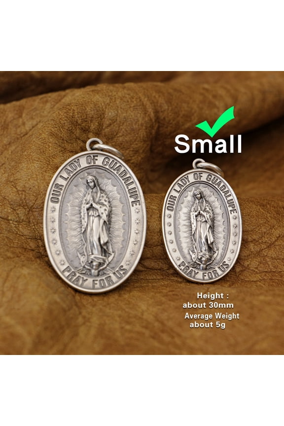925 Sterling Silver Virgin Mary Pendant Our Lady of Guadalupe Charms Jewelry TA340 Small Size Pendant Only.