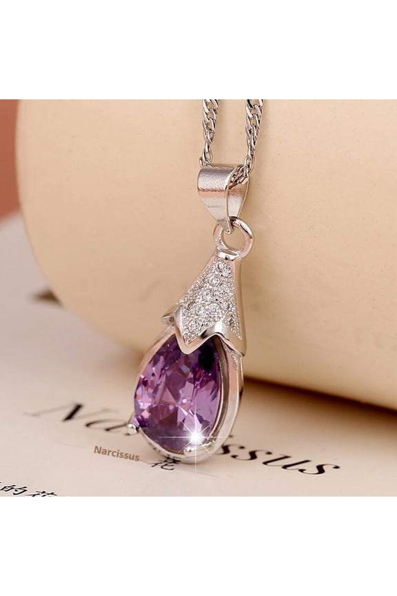 925 Sterling Silver Water Drop White Opal Pendant Necklace