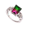 thumbnail image 1 of 925 Sterling Silver Watermelon Tourmaline Gemstone Ring Emerald Cut Gems Unique & Attractive Handmade Jewelry Elegant Gift Ring Rose Gold 9.5, 1 of 3