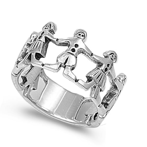 925 Sterling Silver We Are The World Ring Size 9