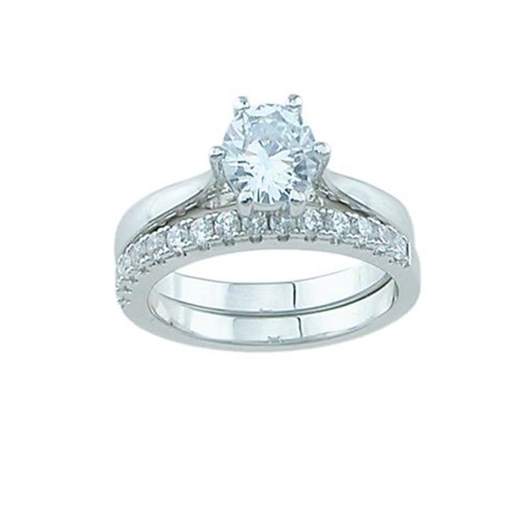 925 Sterling Silver Wedding Ring Set - Size 5