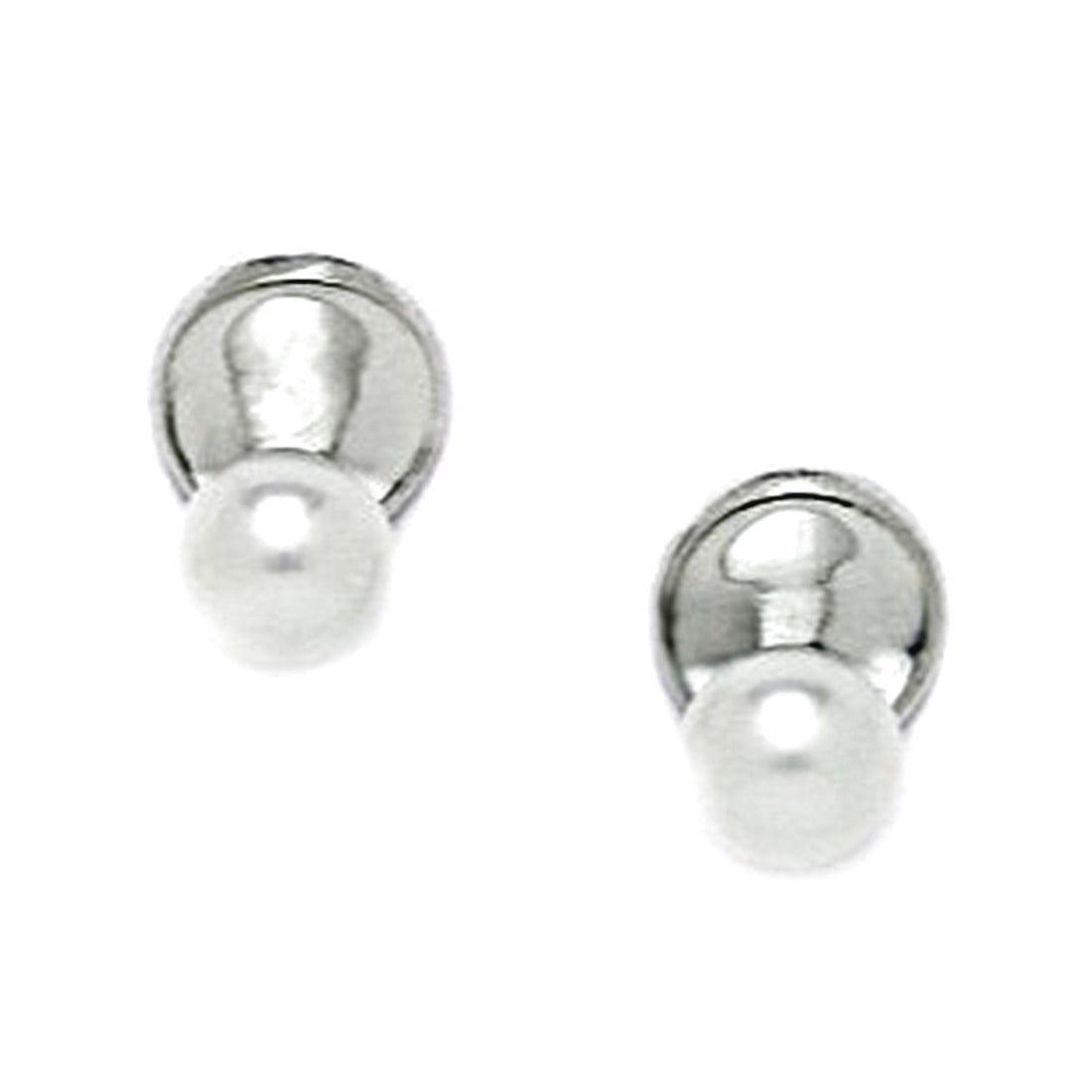 925 Sterling Silver White 5x5mm Freshwater Cultured Pearl Screw Back Earrings 11x8mm Stud Earring for Women