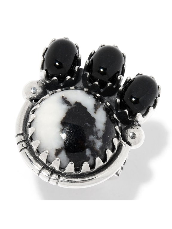 925 Sterling Silver White Buffalo,Colorado Black Moon Ring