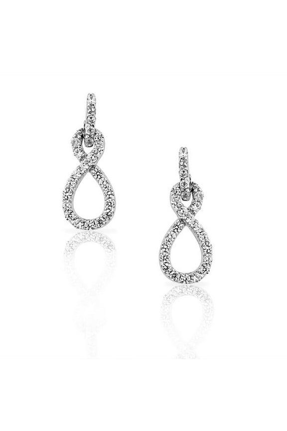 925 Sterling Silver White CZ Drop Dangle Infinity Womens Stud Earrings