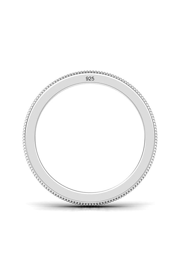 925 Sterling Silver White CZ Eternity Band Women Engagement Ring, Simplistic Minimal Band Wedding Ring