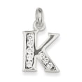 thumbnail image 1 of 925 Sterling Silver White CZ Initial K Pendant / Charm, 1 of 1