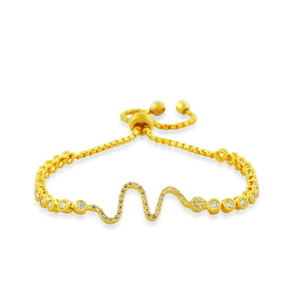 925 Sterling Silver White CZ Snake Womens Link Chain Bracelet