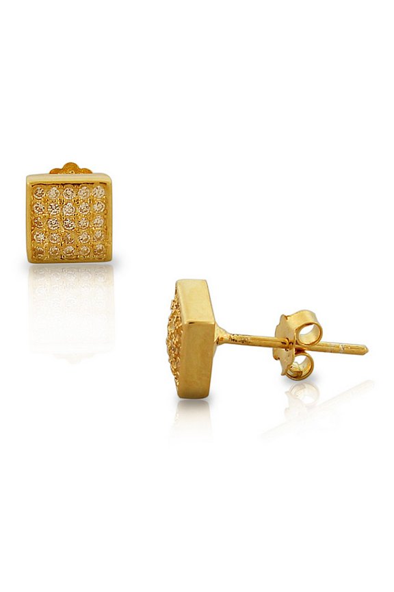 925 Sterling Silver White CZ Womens Square Stud Earrings