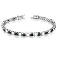 thumbnail image 1 of My Daily Styles Womens 925 Sterling Silver White Clear Black Square CZ Tennis Bracelet, 7", 1 of 3