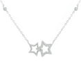thumbnail image 1 of Sterling Silver White Clear CZ Bezel-Set Double Star Pendant Necklace, 18", 1 of 3