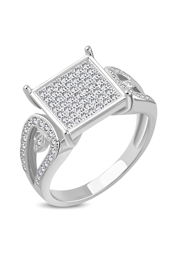 925 Sterling Silver White Clear CZ Engagement Cocktail Ring Band