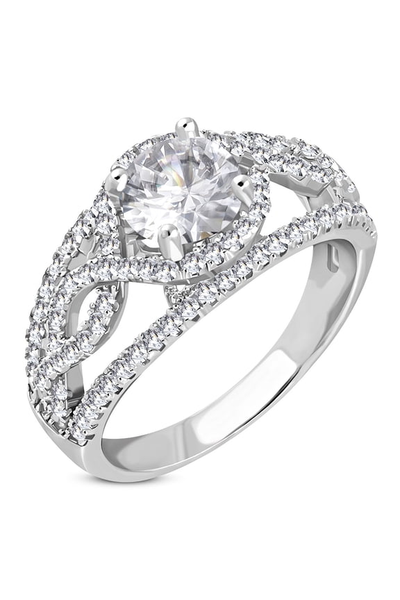 925 Sterling Silver White Clear CZ Engagement Ring Band