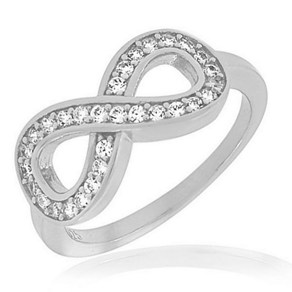 925 Sterling Silver White Clear CZ Infinity Ring Band - Size 9